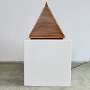 Teakwood Pyramid Table Lamp, Italy, 1970S