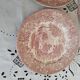 3 Red English porcelain dinner plates, England