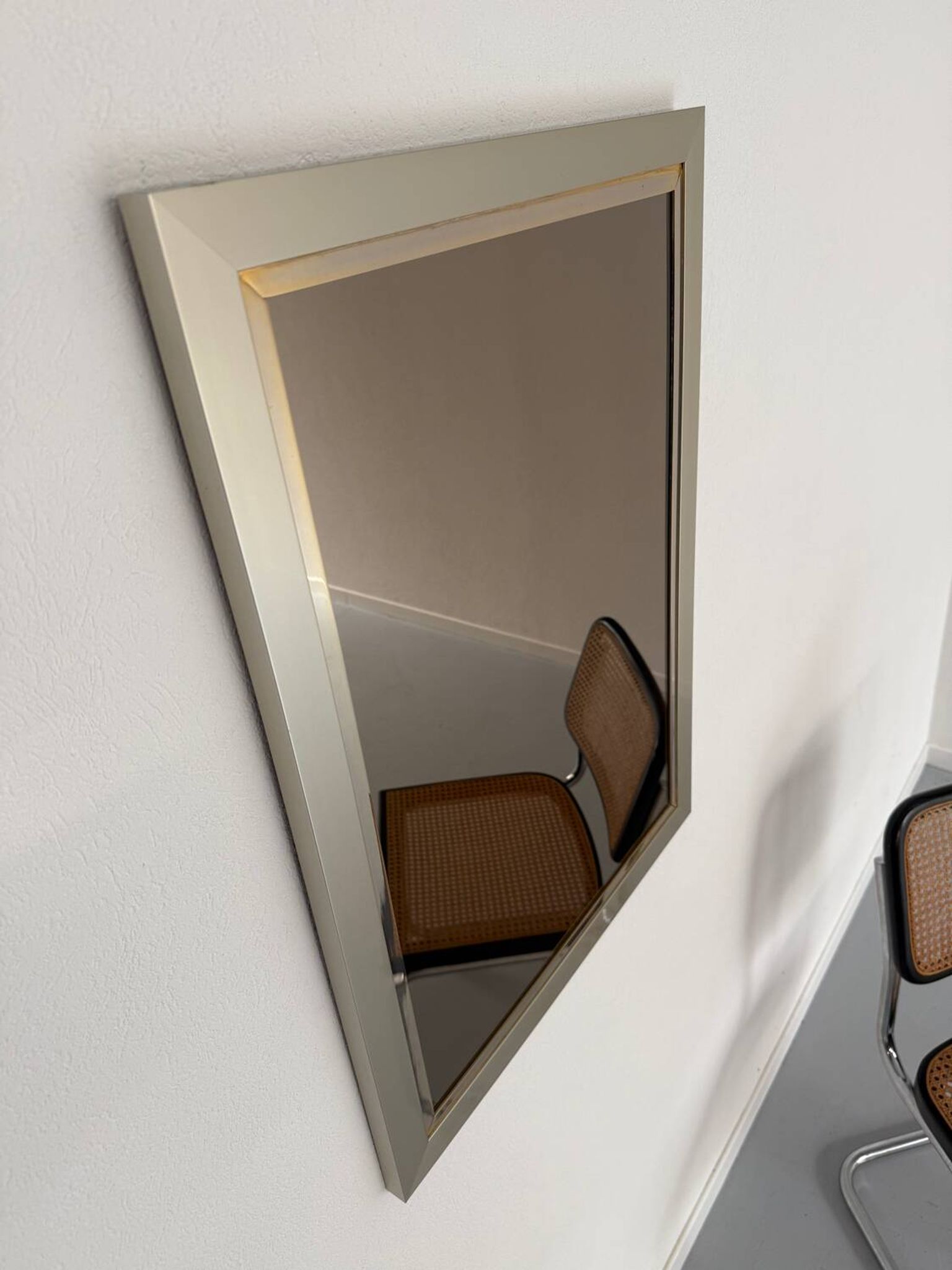 Old Belgo Chrome mirror bronze glass design from the 70s vintage
