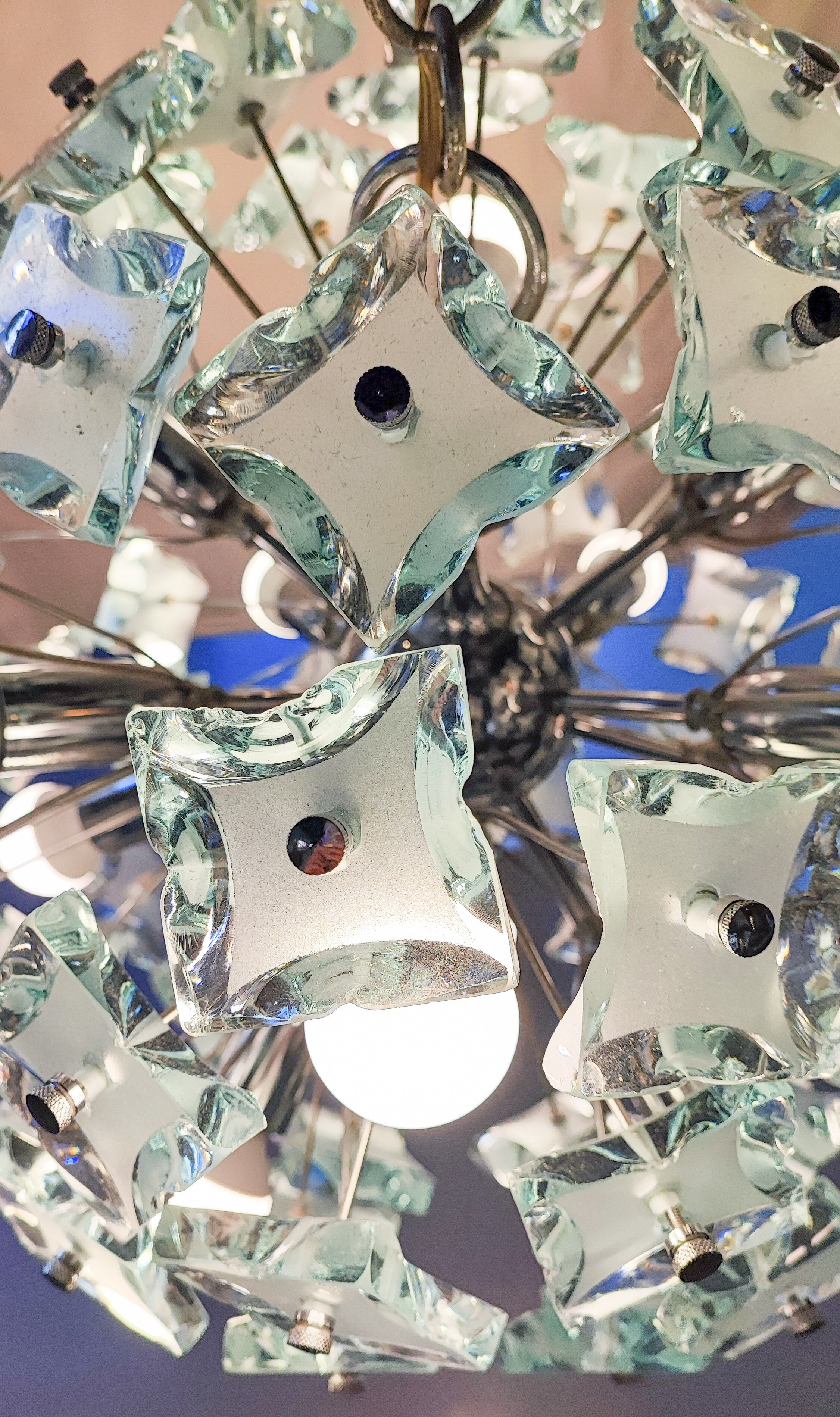Sputnik chandelier cut glass 1960