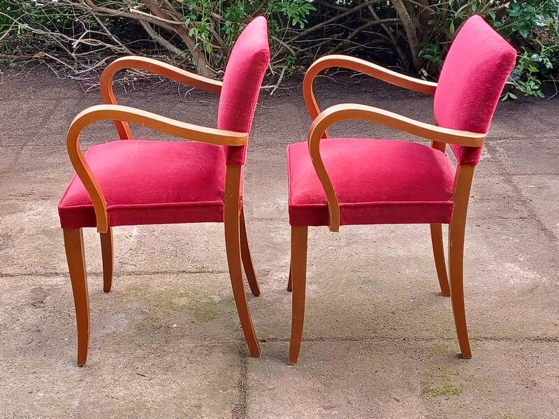 Art Deco bridge chairs in fabric from the 1950s and vintage.