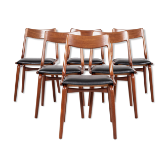Midcentury Danish set of 6 Boomerang chairs by Alfred Christensen for Slagelse 1960s