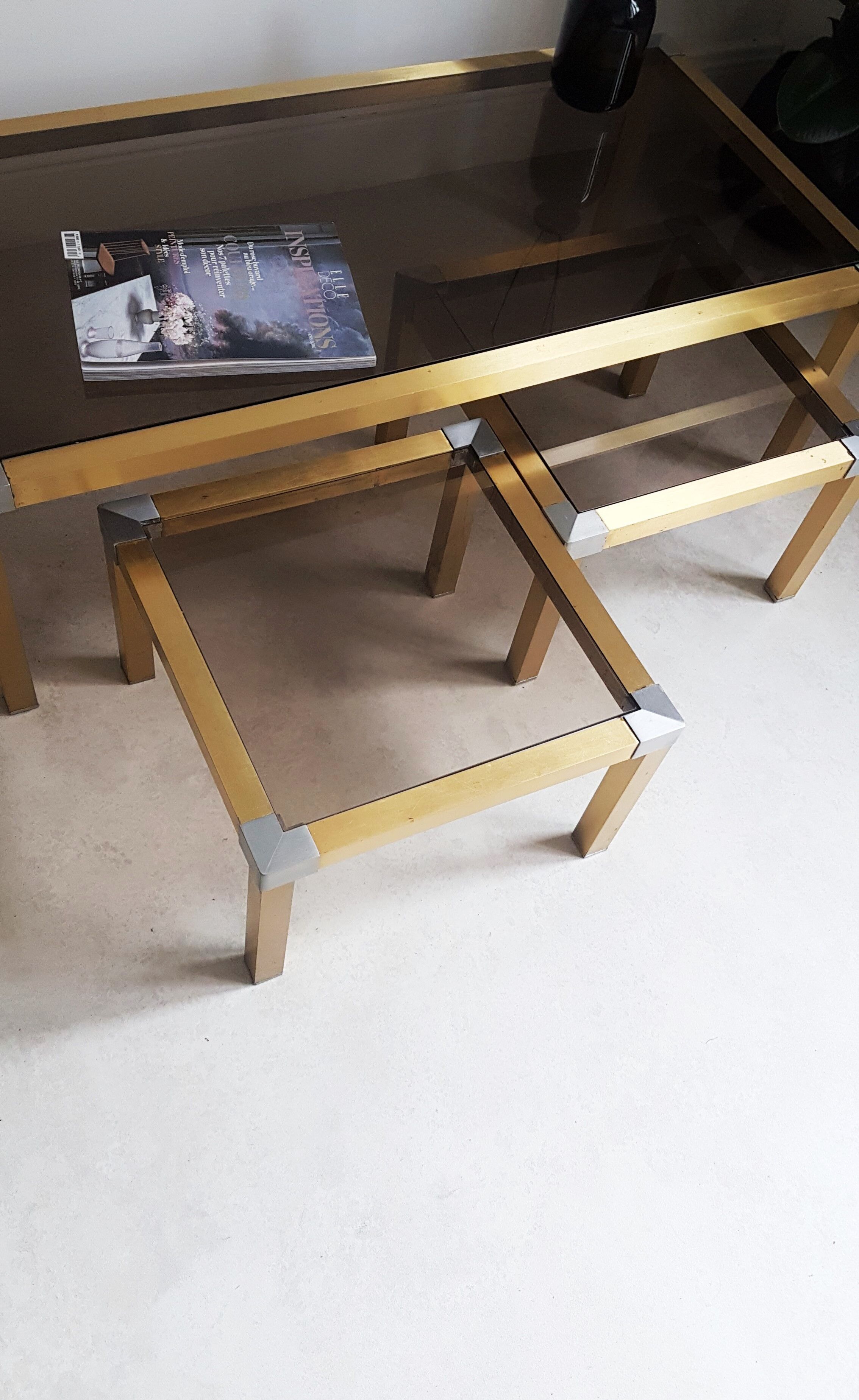 Trio of Golden vintage tables