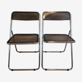 Plexi folding chairs smoked brown and chrome metal structure