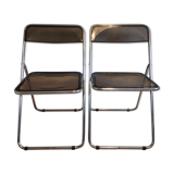 Plexi folding chairs smoked brown and chrome metal structure