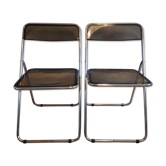 Plexi folding chairs smoked brown and chrome metal structure