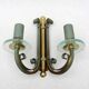 Pair of art deco lacquered metal, brass and glass wall lights