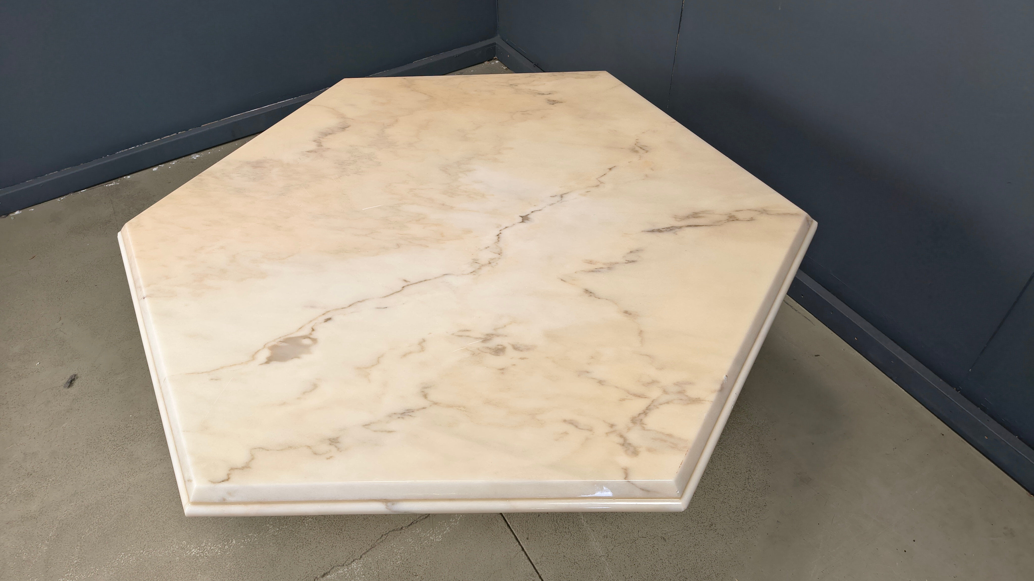 Octagonal Italian marble dining table 1970s