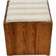 Vintage pinewood stool side table with compartment 70s design