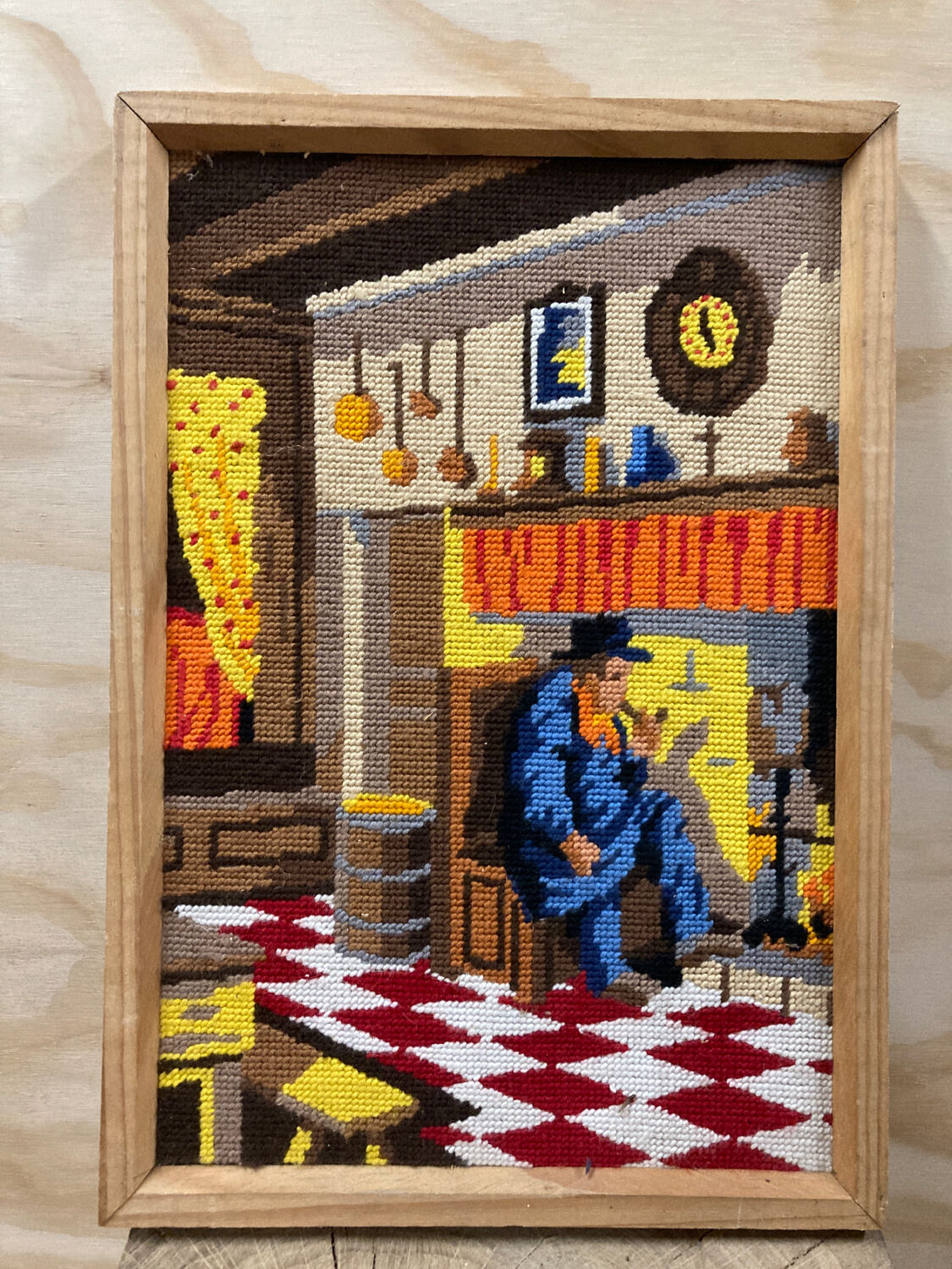 Tableau Canevas vintage en laine 1970