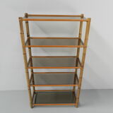 Bamboo display cabinet with 5 smoked glass shelves
