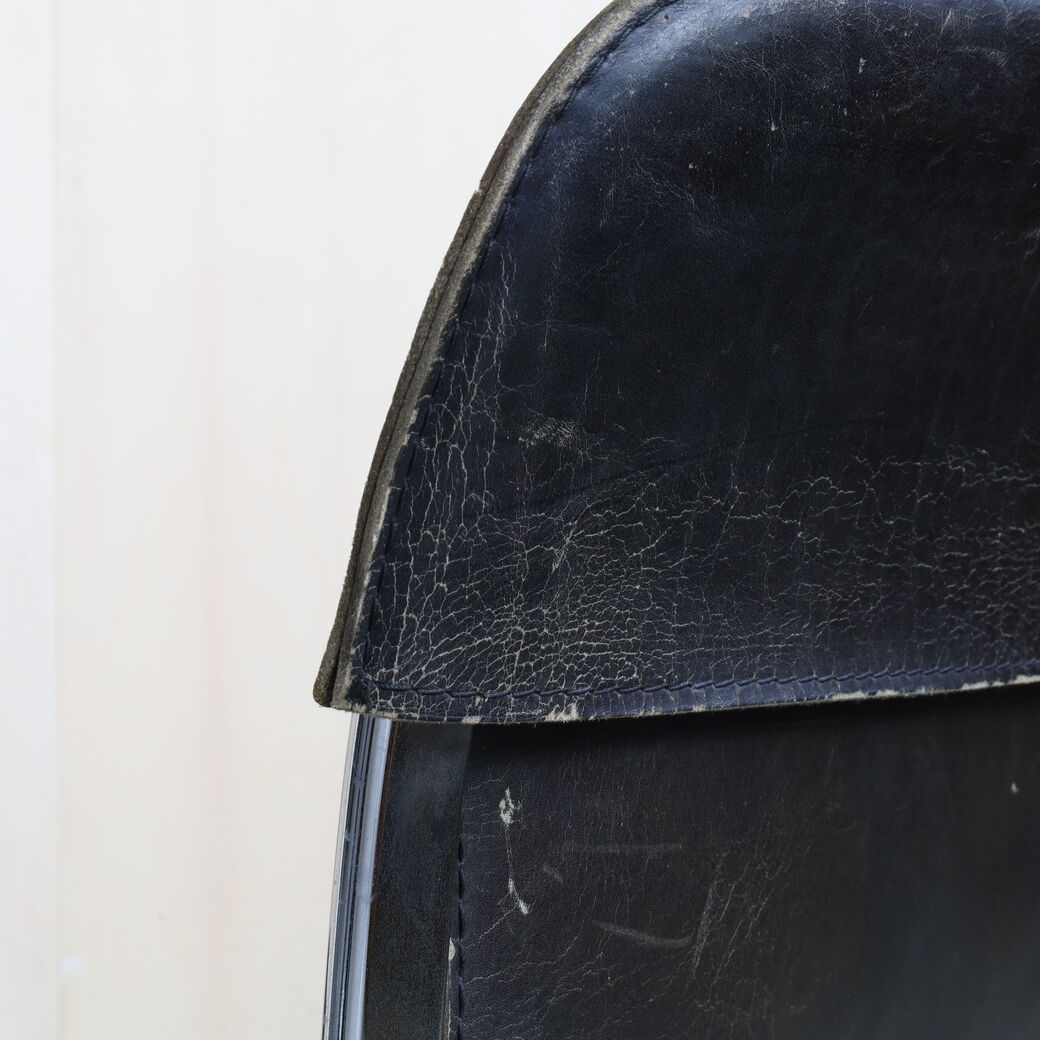 Chaise de salle à manger en cuir de Cidue, années 1970