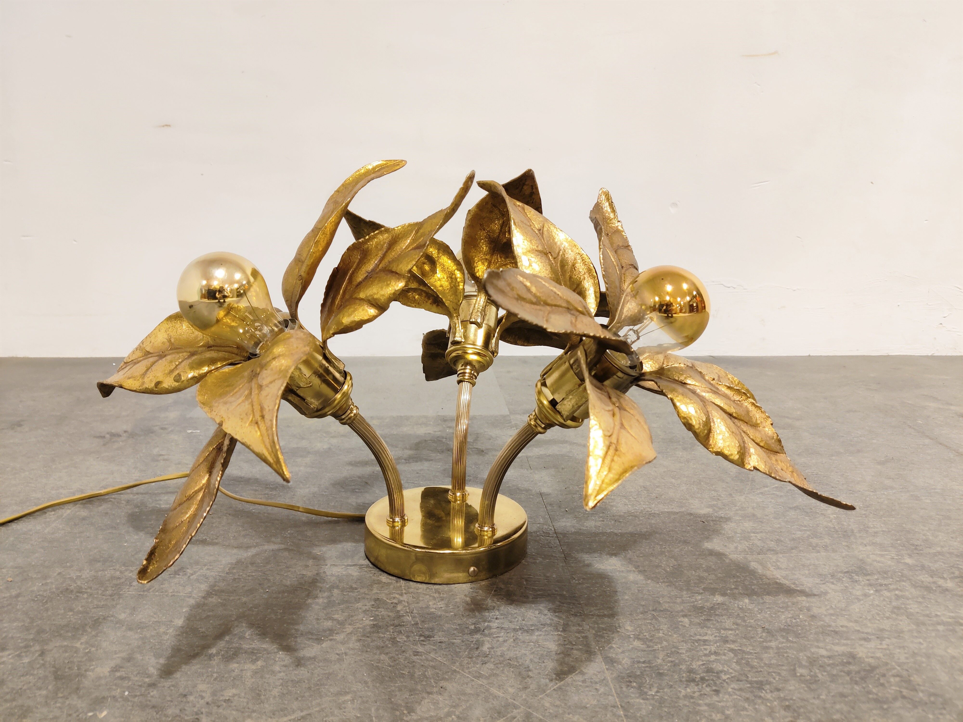 Brass Flower table or ceiling light by Willy Daro, 1970's