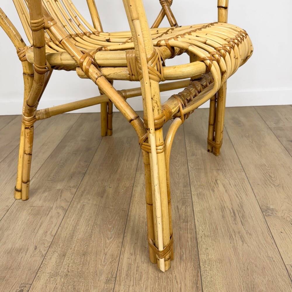 60s adult bamboo and rattan armchair