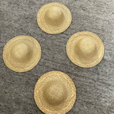 Series of 4 decorative straw hats