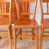 Set of 4 Luterma bistro chairs, cane effect, 1950