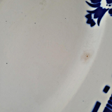 Badonviller dish model Alain, oval and round dish with blue flowers.