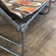 1970 orange pattern / chaise longue / vintage camp bed in metal and fabric