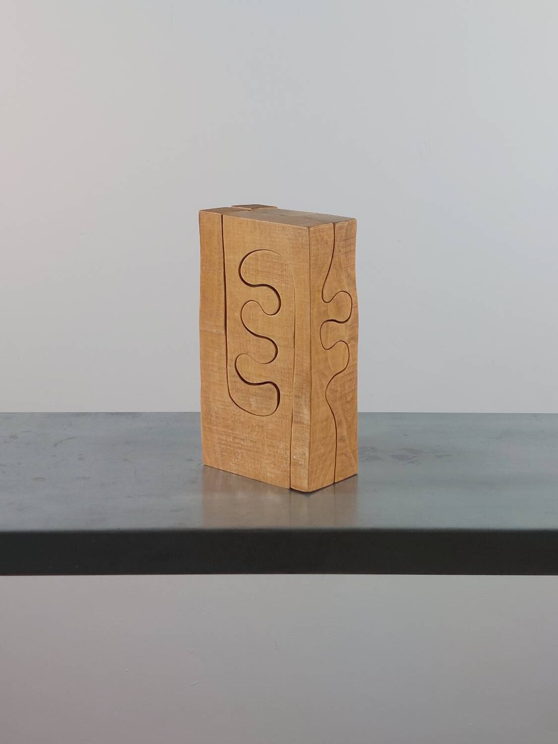 Vintage postmodern wooden puzzle sculpture by Gunnar Kanevad