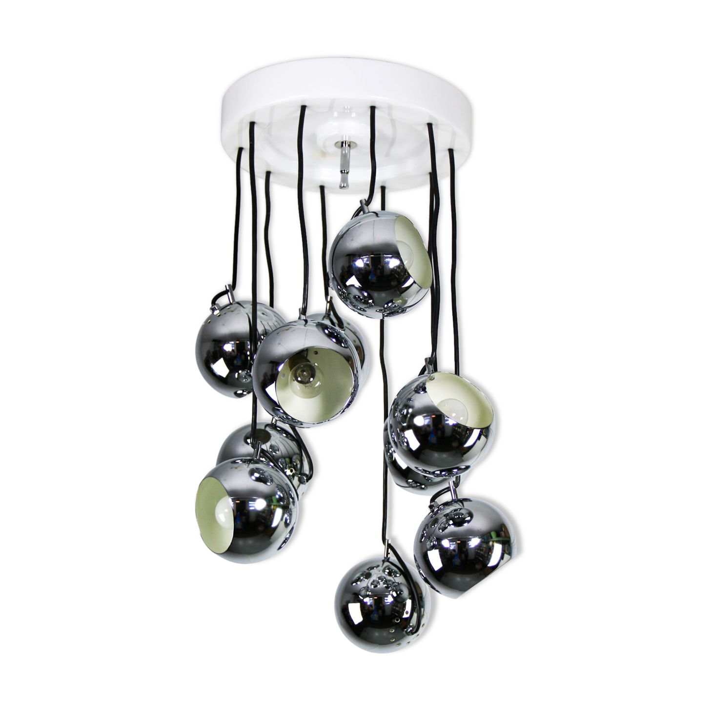 Lustre italien en cascade chromée du milieu du siècle par Guzzini pour Meblo