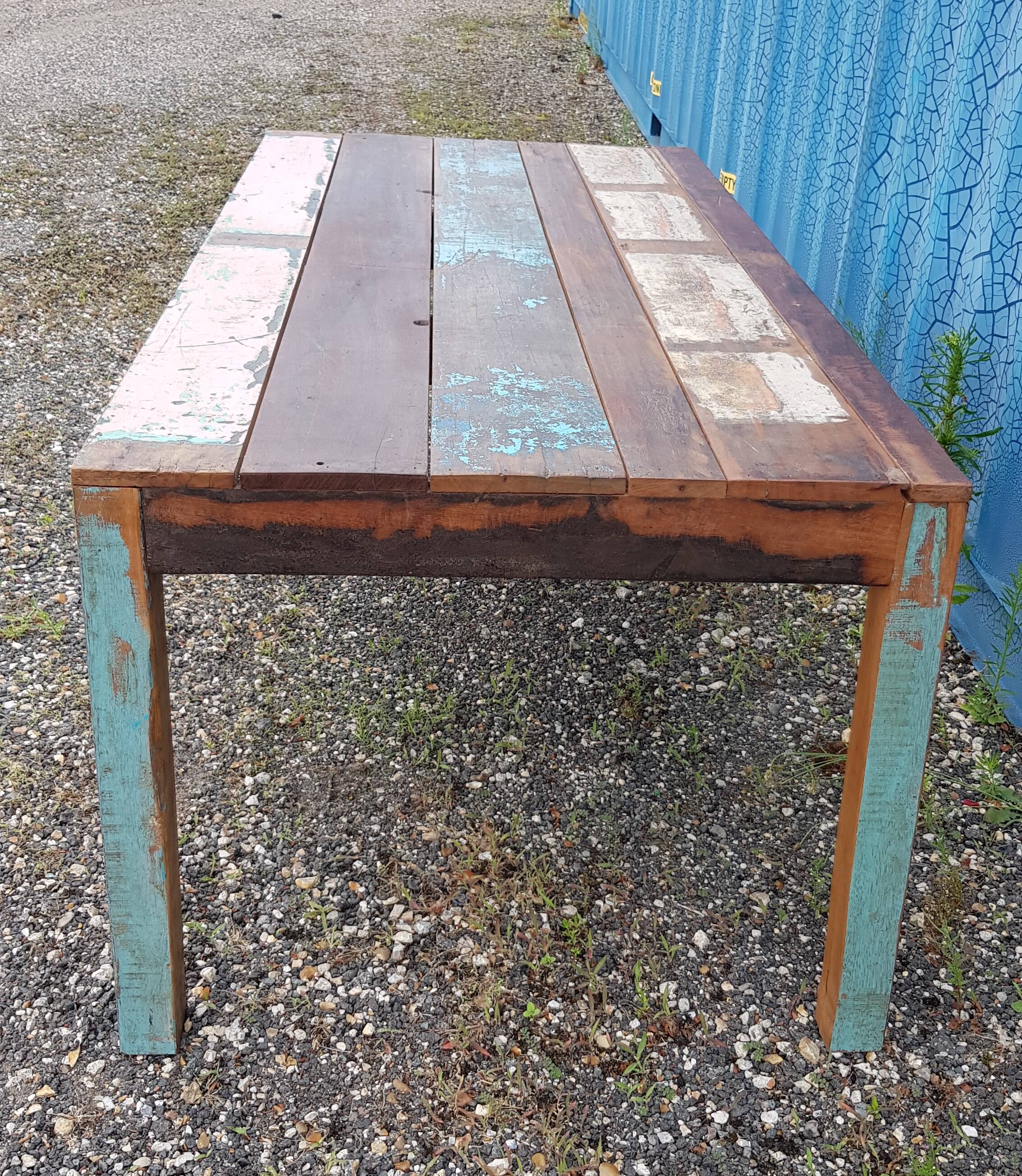 Table à manger rectangulaire en teck polychrome