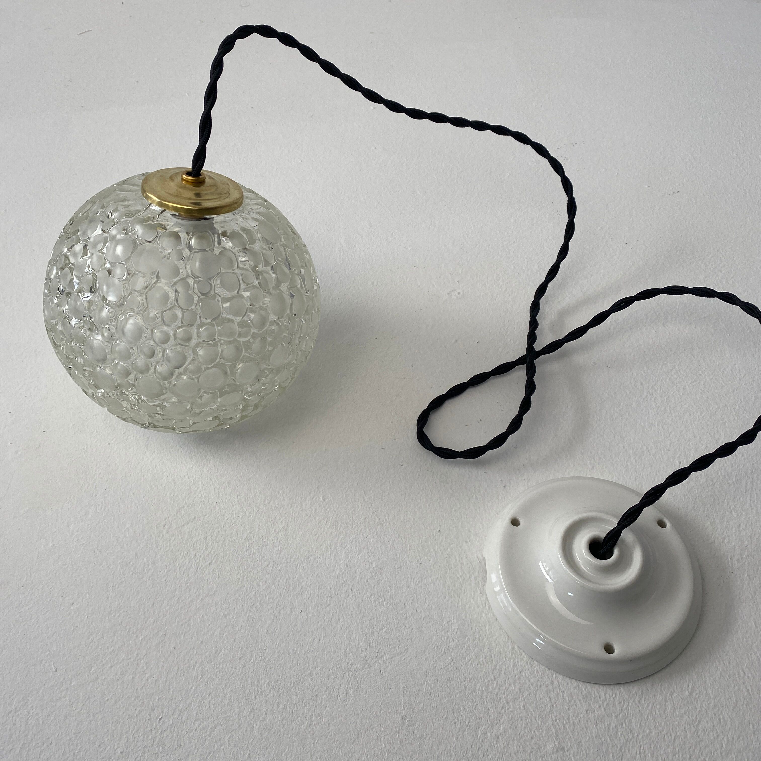 Pair of vintage round pendant lamps
