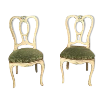 Paire de chaises laquées style Louis XV