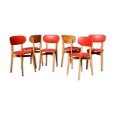 Lot 6 chairs Luterma years 60 skaï red