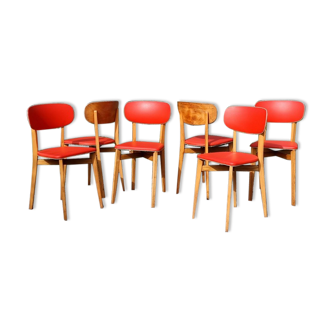 Lot 6 chairs Luterma years 60 skaï red
