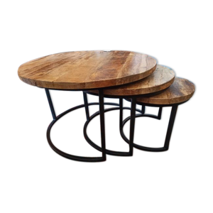 Suite de 3 tables gigognes en bois