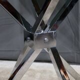 Small Mikado Table in Glass and Chromed Metal – 1970s