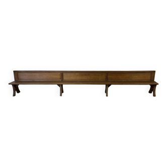 Monumental church bench with paneled backs from the 19th century around 1880 made of oak and poplar