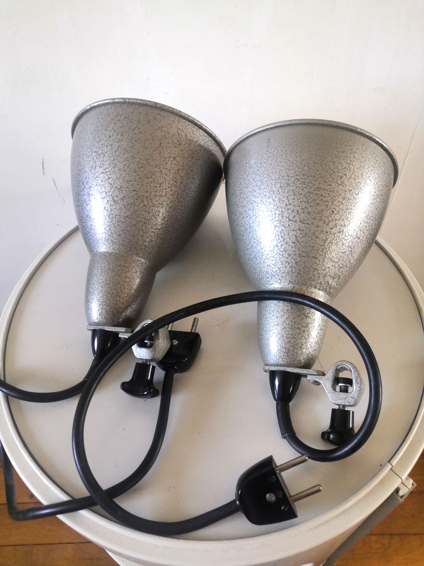 Pair of industrial lamps design 60s