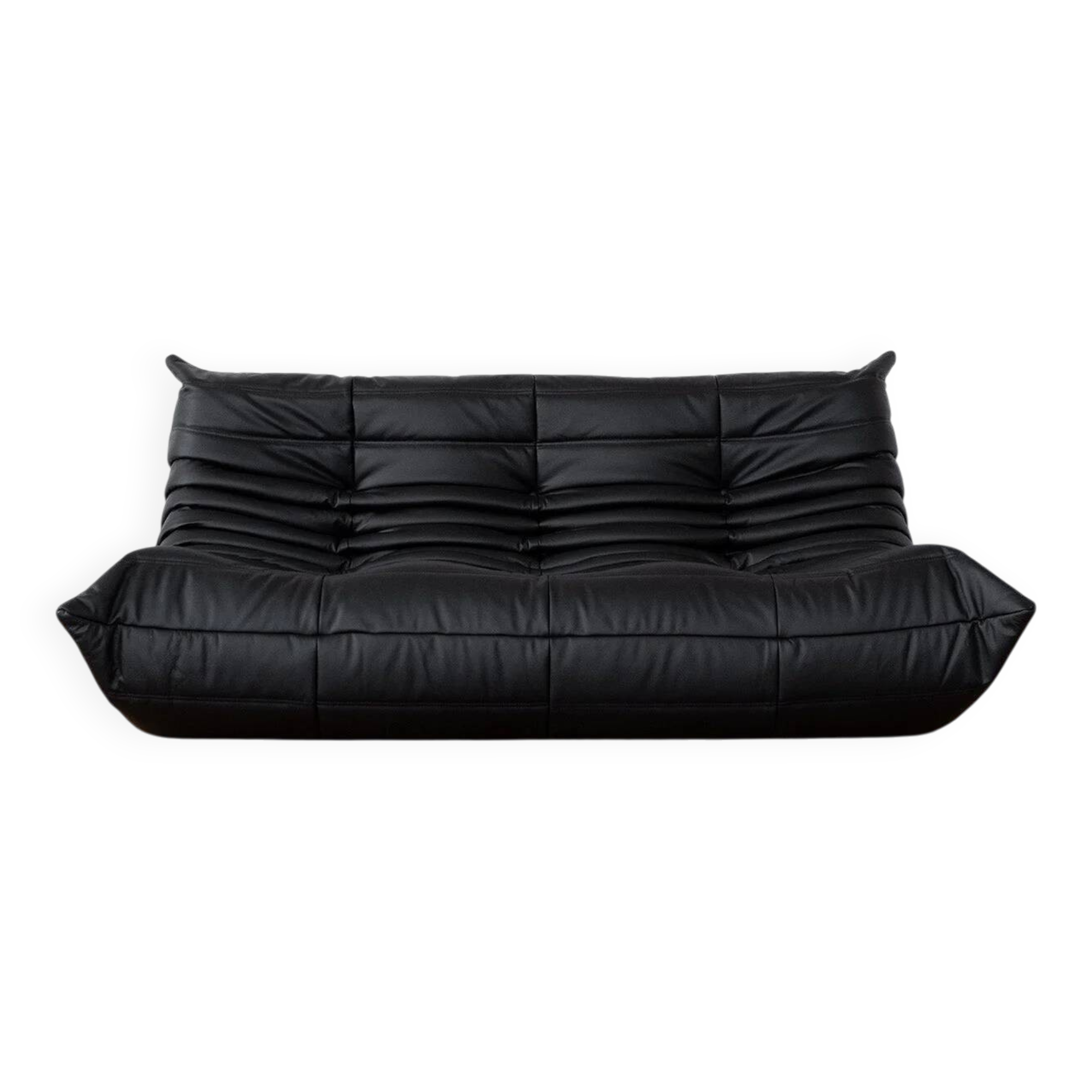 Black leather 3-seater Togo sofa by Michel Ducaroy
