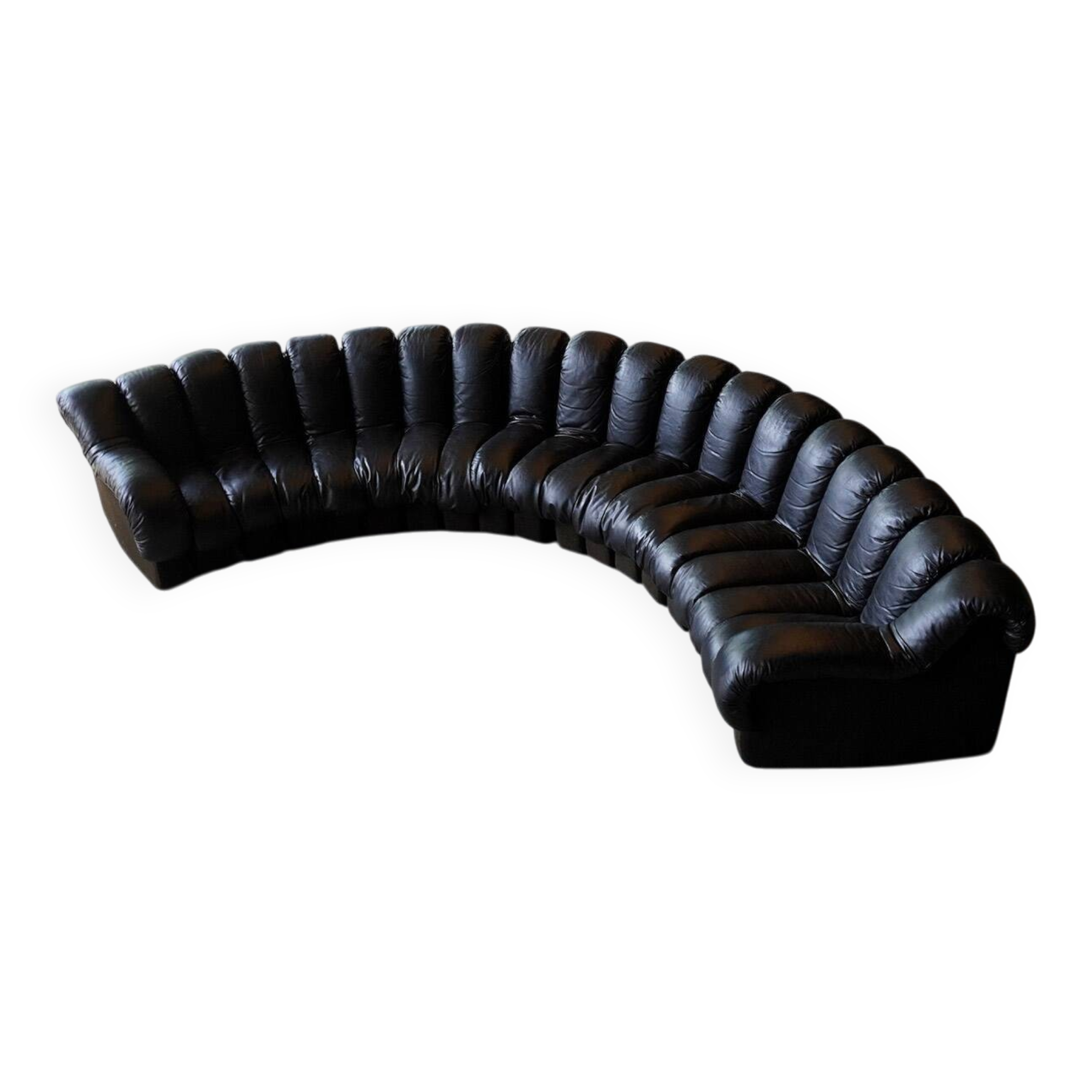De Sede DS600 snake sofa in black leather by Ueli Berger, Switzerland 1970s