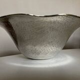 Centerpiece cup in hammered silver metal free form 1980