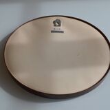 Scandinavian round mirror from the 70s brown plastic Finnmirror made in Finland
