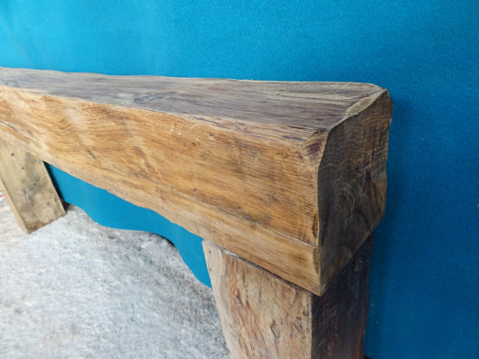 Brutalist console solid oak