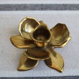 Golden brass candle holder