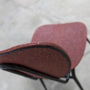 Vintage 70s chair in black lacquered metal and atypical red vinyl