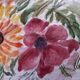 Watercolor flowers painting on paper, signed fields, undated, unframed, blue orange red naif