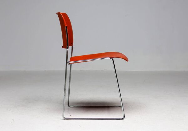 Chaises 40/4 par David Rowland - Rouge et Marron, Vintage des années 1970, Fabriquées aux États-Unis