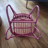 Pink rattan children's armchair