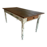 Farmhouse table with turned solid wood legs
