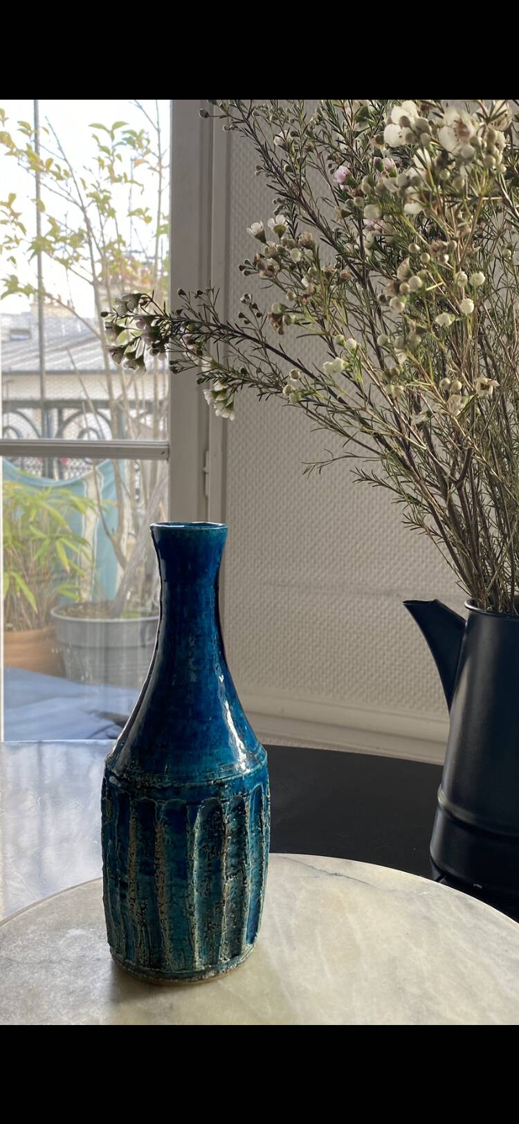 Vase vintage scandinave bleu