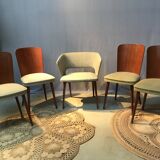 Set of 4 chairs and 1 armchair design 50s