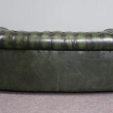 Chesterfield sofa in green cowhide leather