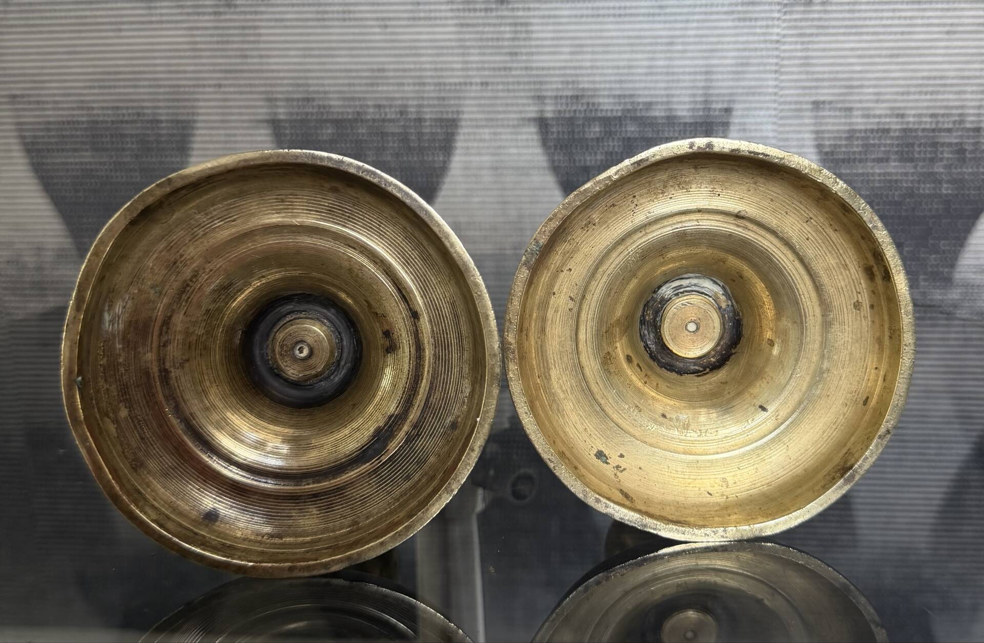 Pair of brass push candle holders – Late 19th century