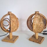 Paire de lampes de chevet bambou