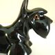Salt and pepper shakers, glazed ceramic, Scottish terrier dog, signed